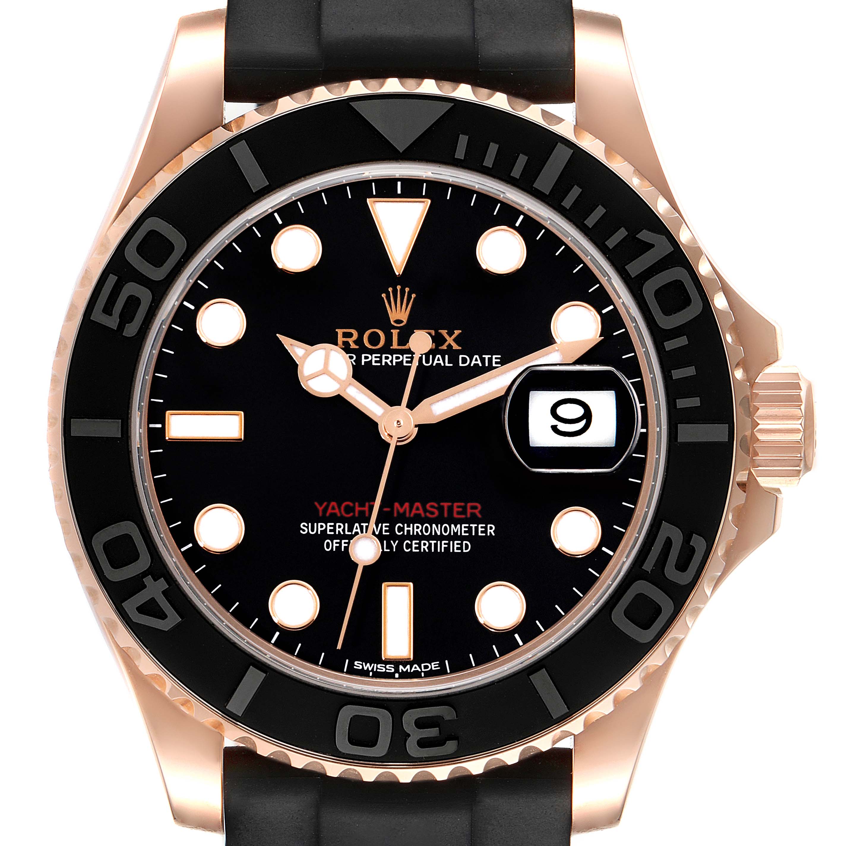 Rolex Mens Yacht-Master Oysterflex Black Dial Watch Watch