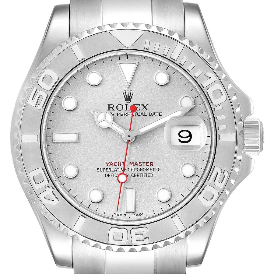 Rolex Yachtmaster Steel Platinum Dial Bezel Mens Watch 16622 Box Papers SwissWatchExpo