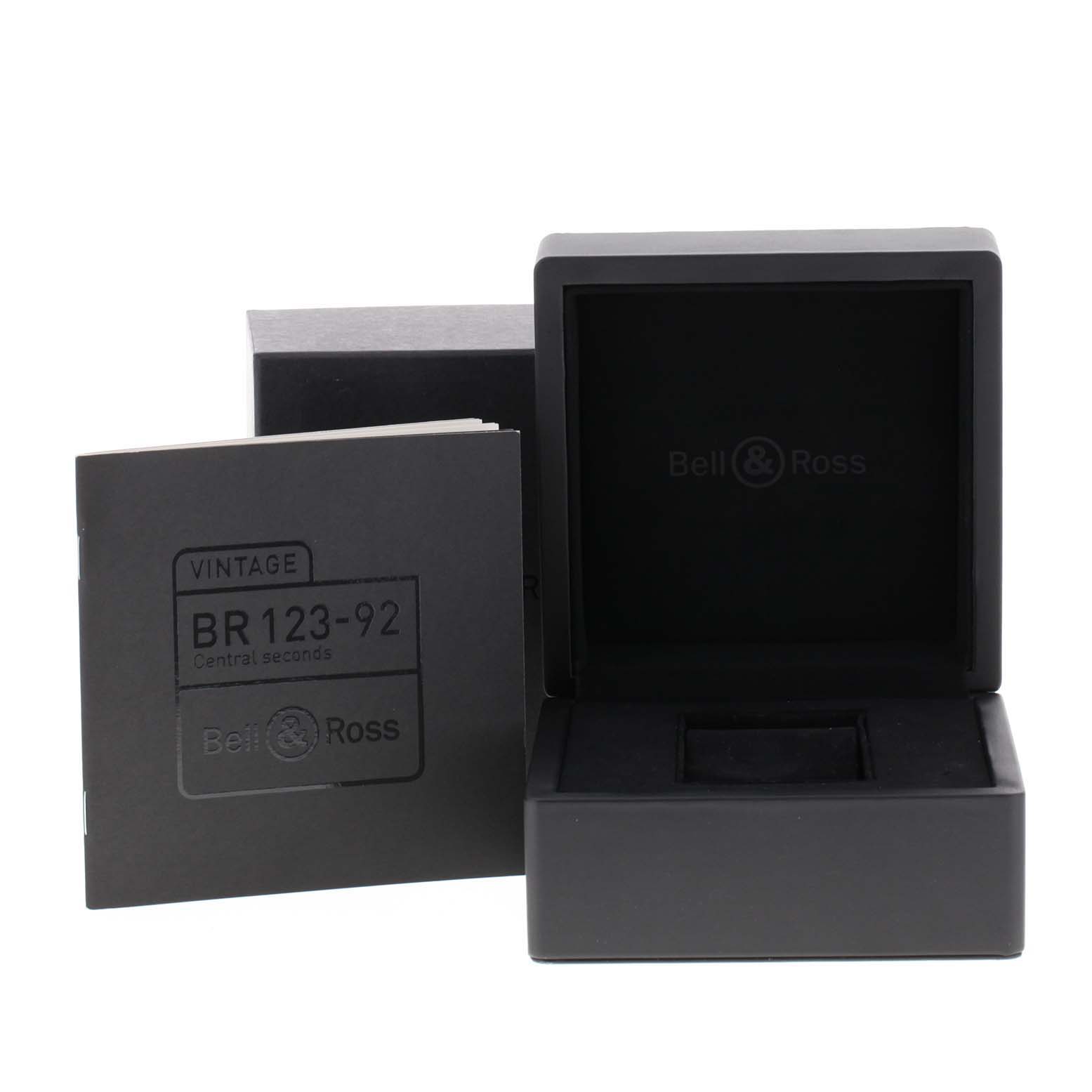 This image shows the box and user manual for the Heritage model by Bell & Ross.