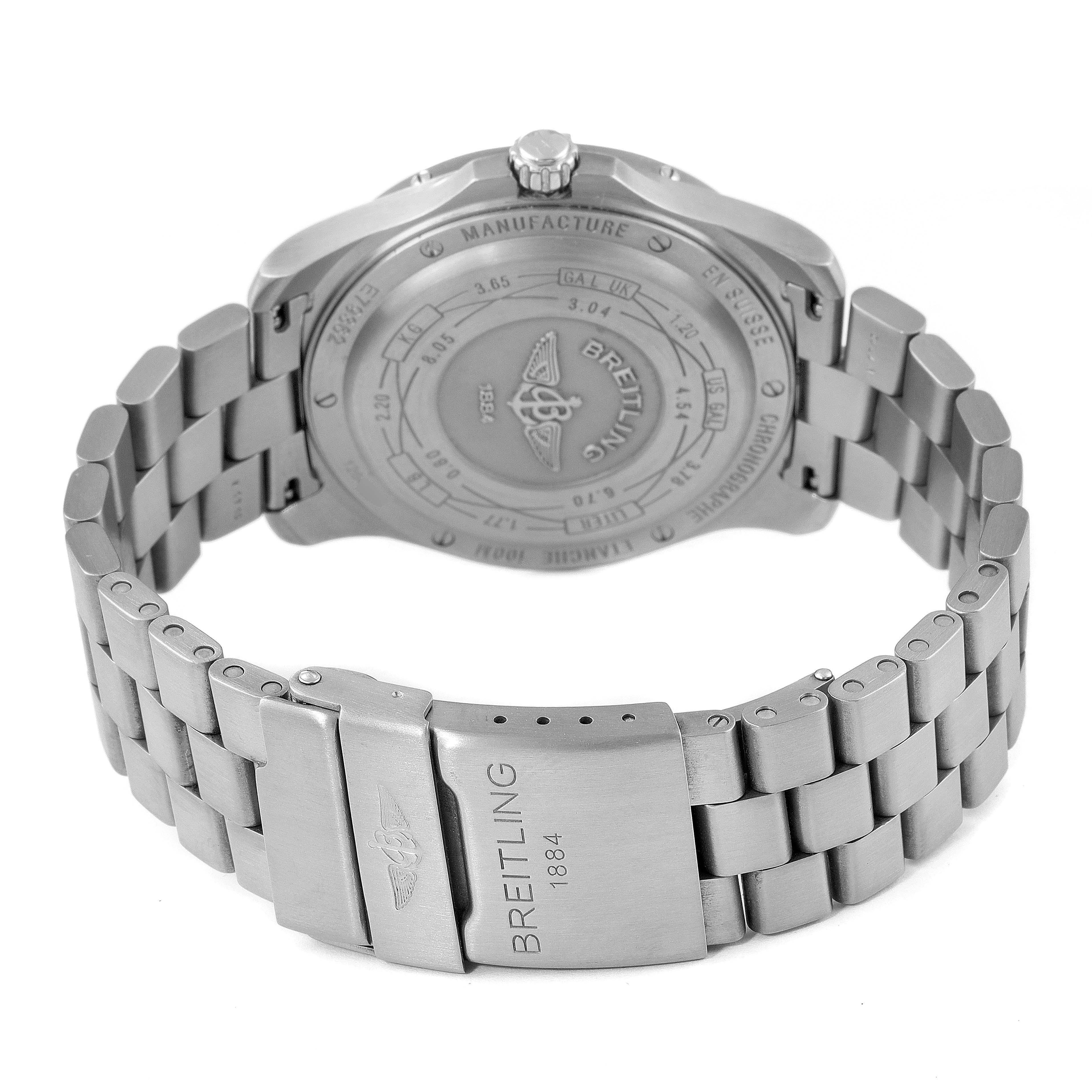 The image shows the back and bracelet of the Breitling Professional Series E79362 Men's Titanium Grey Dial E79362 Men's Titanium Grey Dial watch, highlighting the clasp and caseback details.
