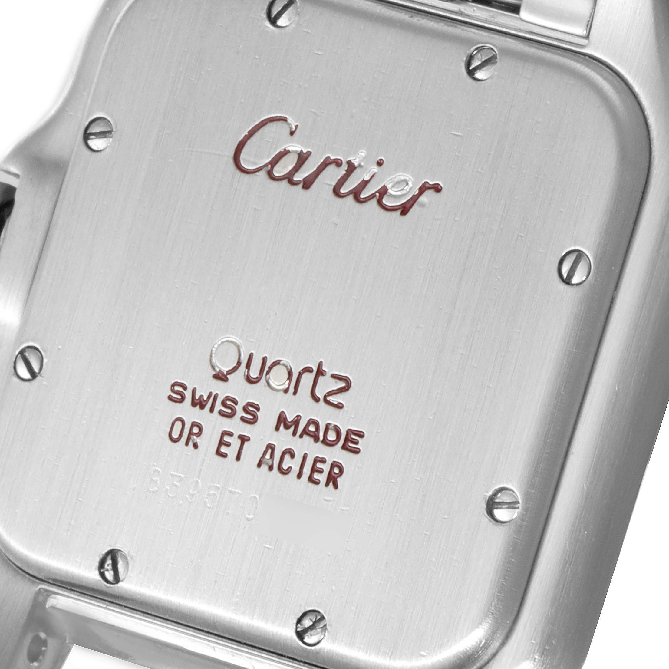 This image shows the back case of the Cartier Panthere W25032P5 Men's Stainless Steel Silver Dial W25032P5 Men's Stainless Steel Silver Dial model watch, displaying the brand, model, and some specifications.