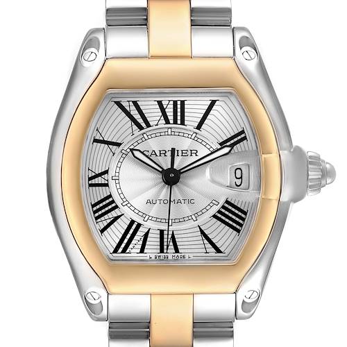 Photo of Cartier Roadster Steel Yellow Gold Silver Dial Mens Watch W62031Y4