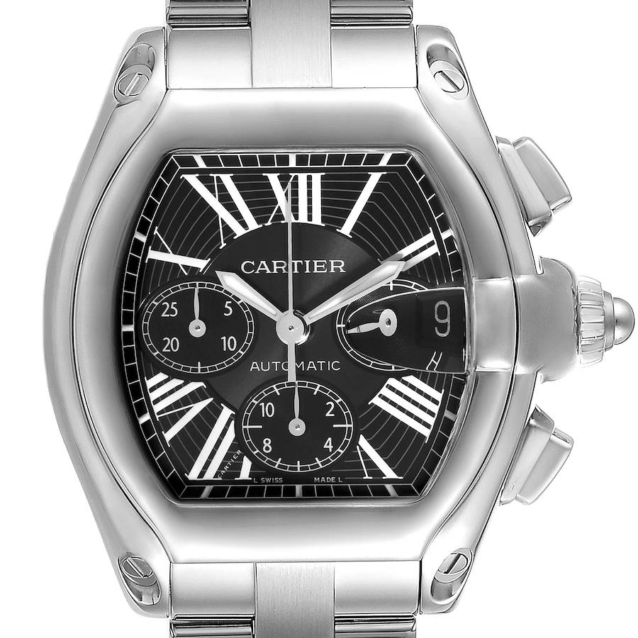 Cartier Roadster XL Chronograph Black Dial Mens Watch W62020X6 Box Papers SwissWatchExpo