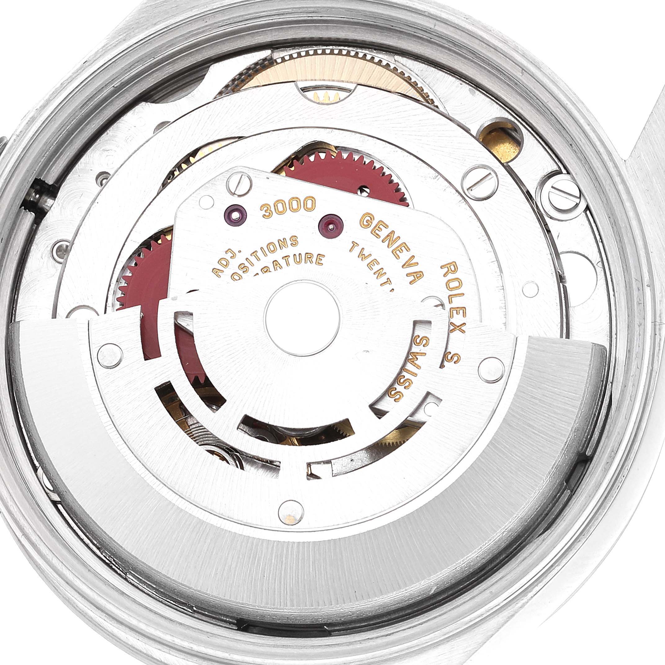 This image shows a close-up view of the Rolex Air-King 14000 Men's Stainless Steel White Dial 14000 Men's Stainless Steel White Dial's internal movement mechanism.
