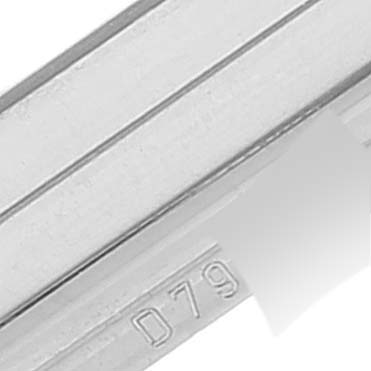 This image shows a close-up of the metal band or bracelet of a Rolex Cellini 5443/9 Men's White Gold Black Dial 5443/9 Men's White Gold Black Dial watch, featuring a partial view of a serial or model number.