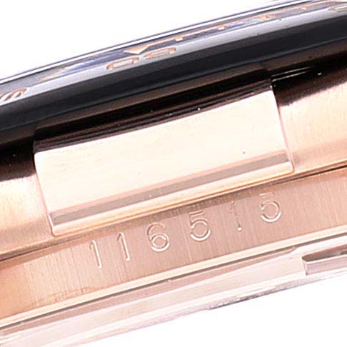 This image shows the side angle of the case of a Rolex Daytona 116515LN Men's Rose Gold Black Dial 116515LN Men's Rose Gold Black Dial, including part of the bezel and the engraved model number 116515.