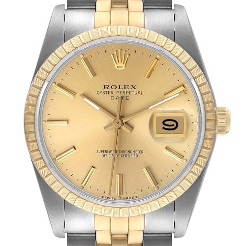 Photo of Rolex Date Mens Steel Yellow Gold Jubilee Bracelet Mens Watch 15053 Box Papers