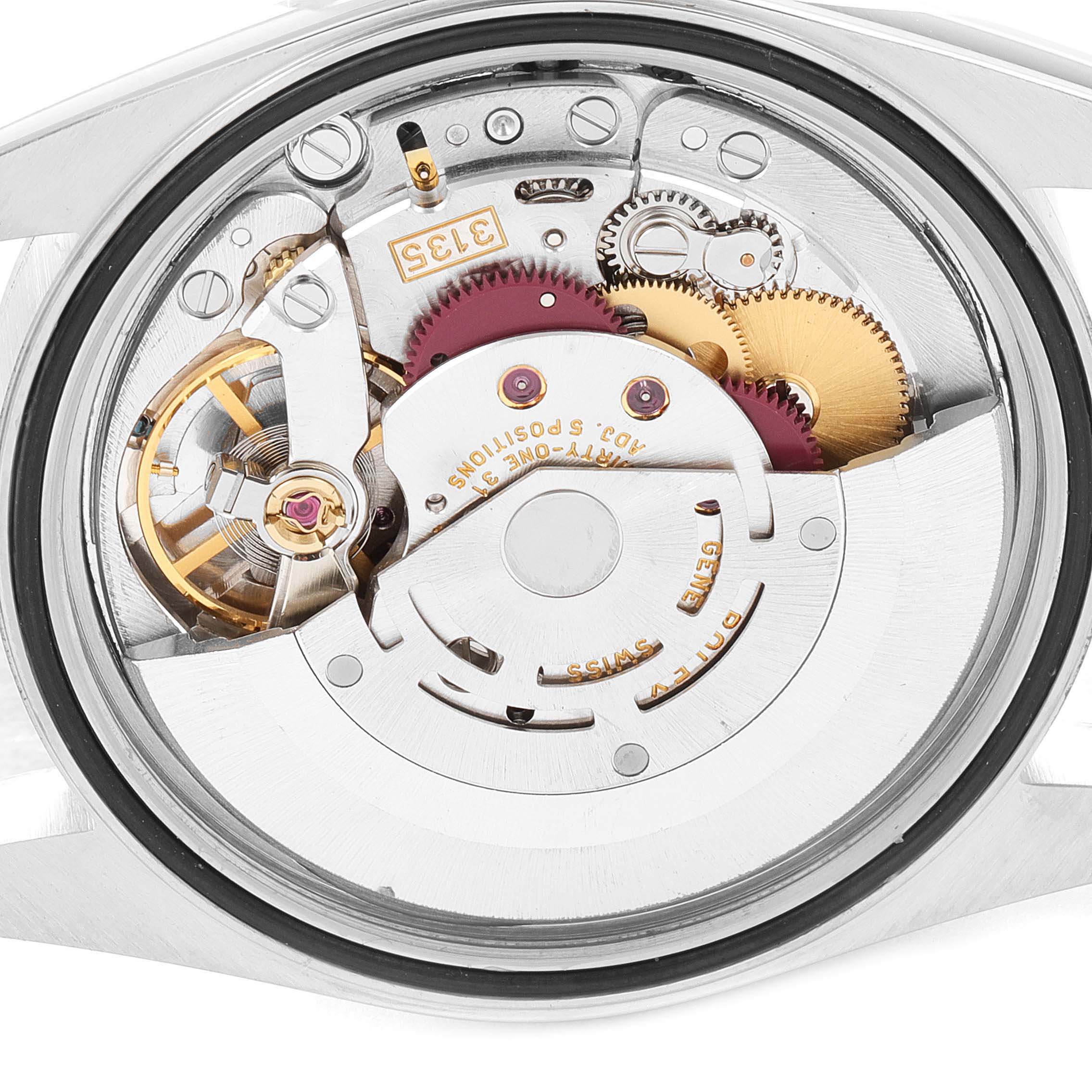 The image shows a close-up of the movement mechanism of a Rolex Datejust 16200 Men's Stainless Steel Silver Dial 16200 Men's Stainless Steel Silver Dial watch.