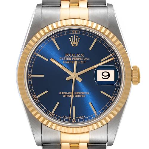 Photo of Rolex Datejust 36 Steel Yellow Gold Blue Dial Mens Watch 16233