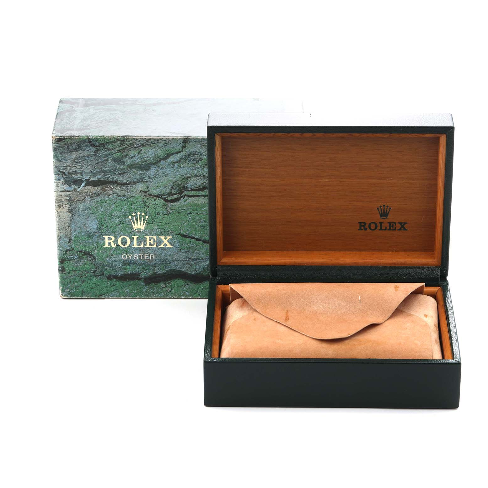 The image shows a Rolex Datejust 16233 Men
s Steel and Gold (two tone) White Dial 16233 Men
s Steel and Gold (two tone) White Dial box, featuring an open display with the inner cushion partially visible.