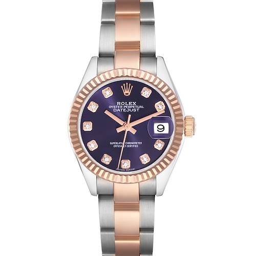 The Rolex Datejust watch is shown from a front angle, featuring its dial, bezel, and bracelet.
