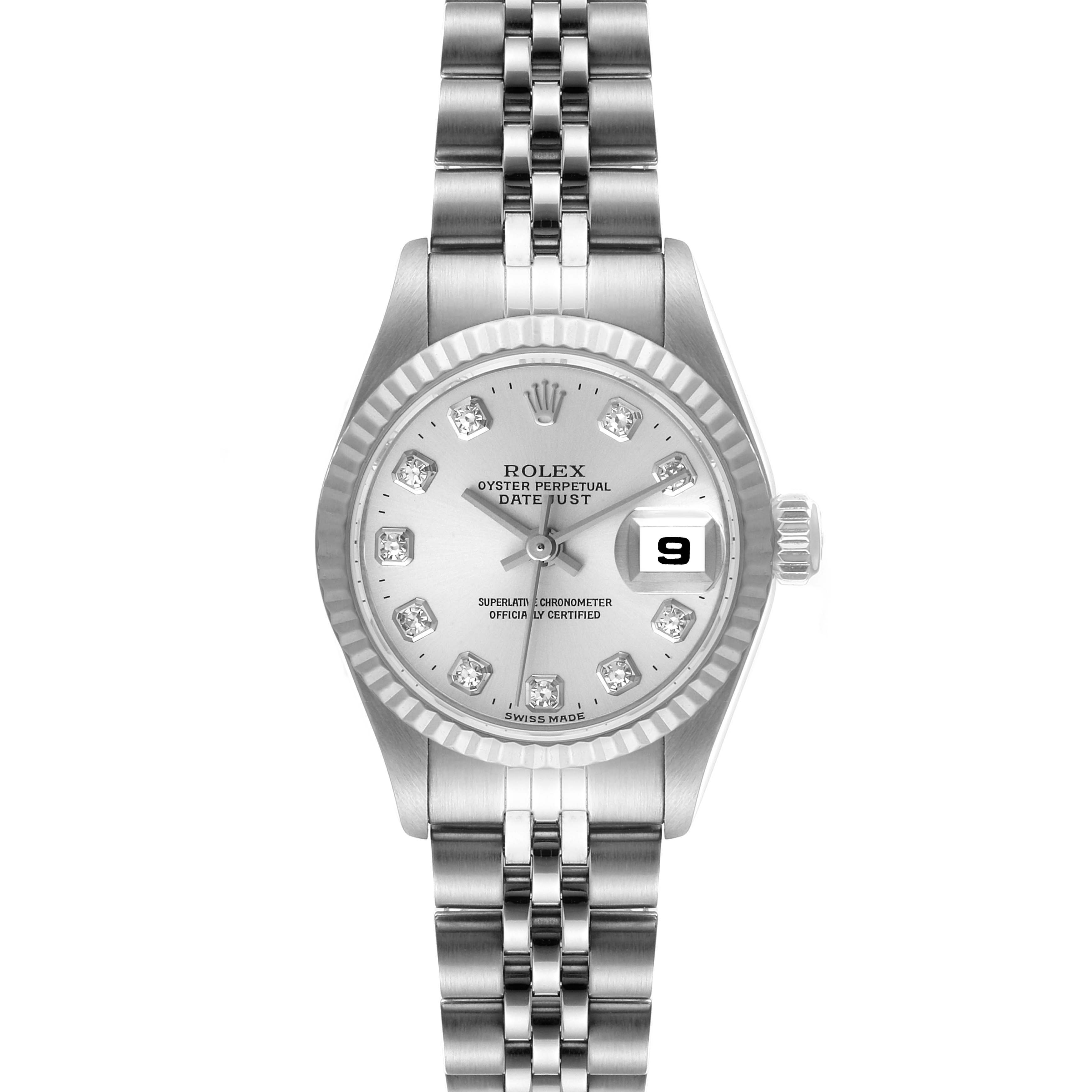 Rolex Datejust Steel White Gold Diamond Dial Ladies Watch 69174 ...