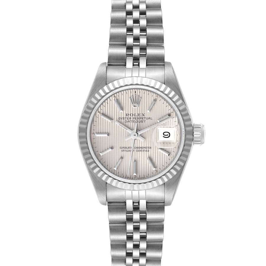 Rolex Datejust Steel White Gold Silver Tapestry Dial Ladies Watch 69174 SwissWatchExpo