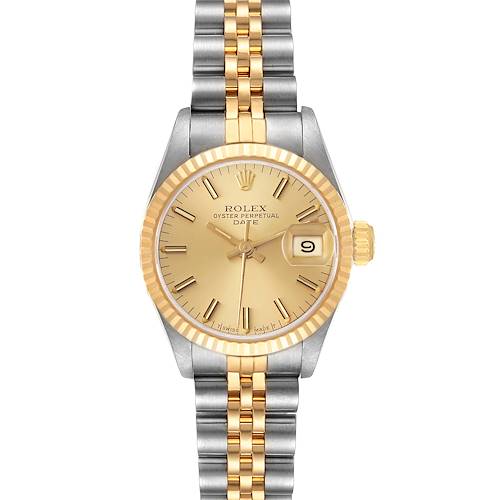 Photo of Rolex Datejust Steel Yellow Gold Champagne Dial Ladies Watch 69173 Papers