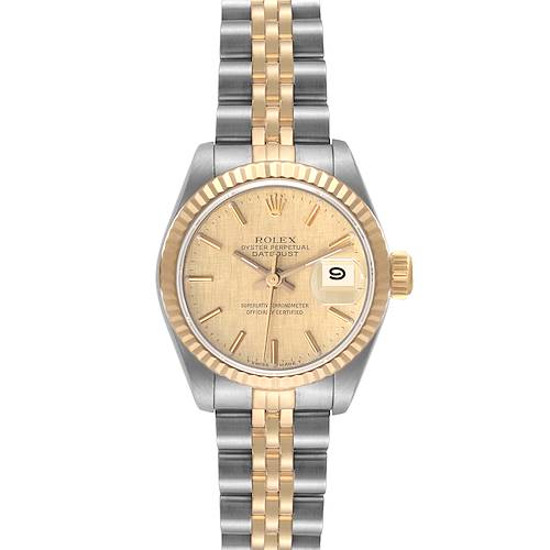 Photo of Rolex Datejust Steel Yellow Gold Champagne Linen Dial Ladies Watch 69173