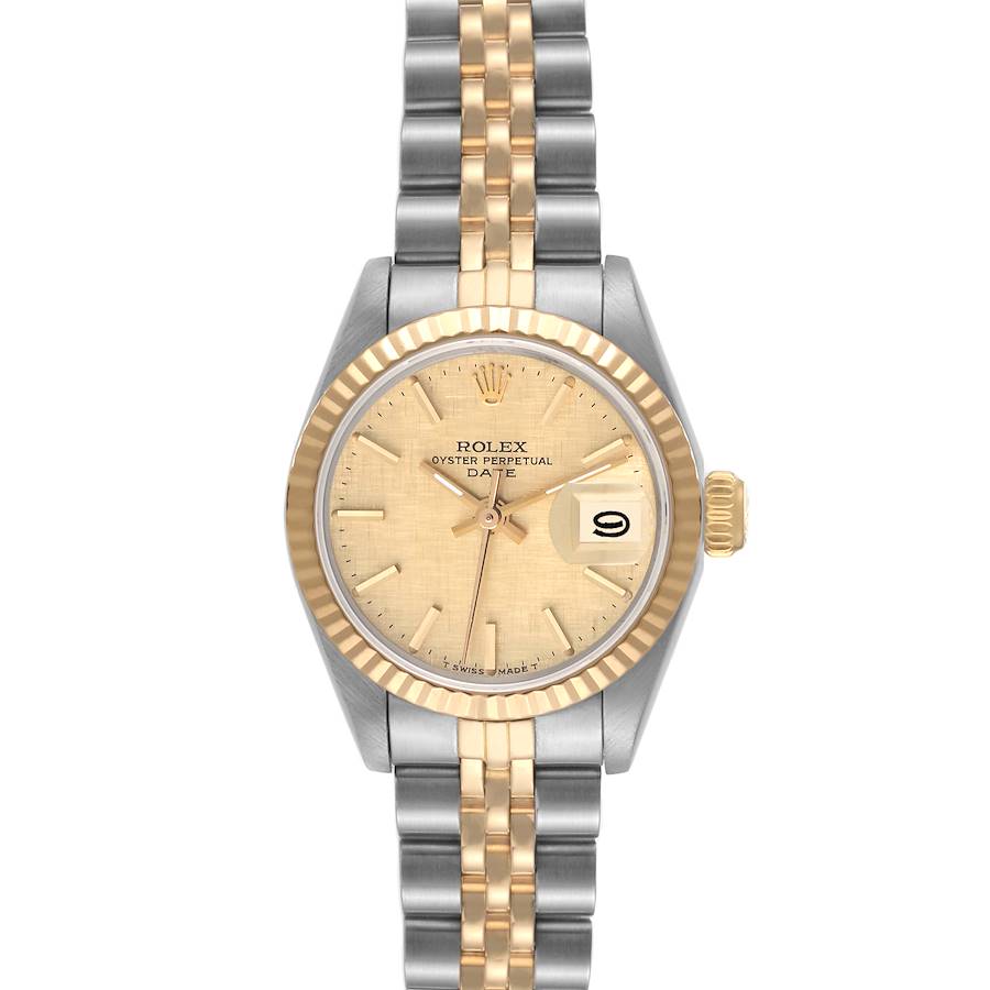 Rolex Datejust Steel Yellow Gold Linen Dial Ladies Watch 69173 SwissWatchExpo