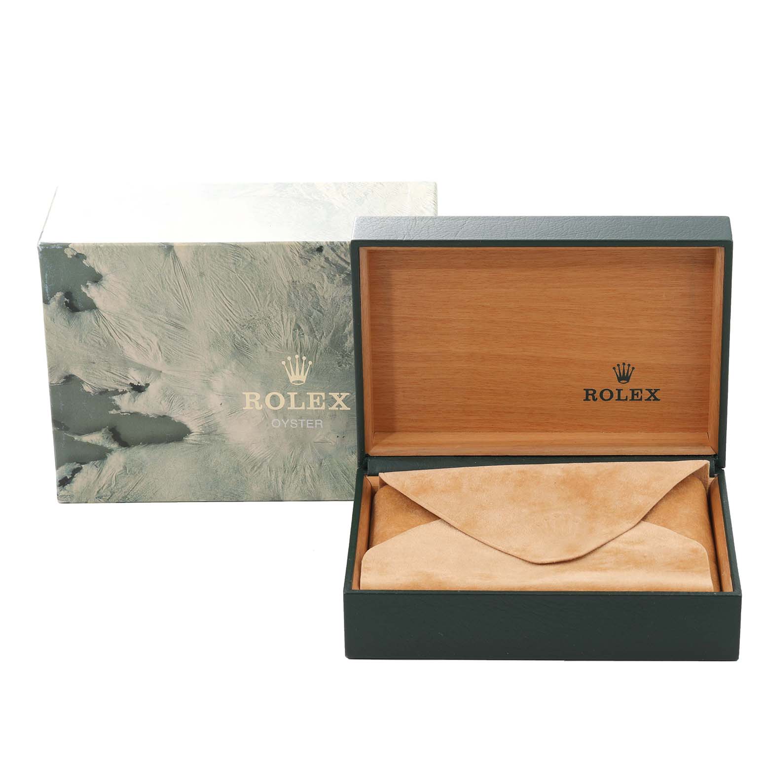 The image shows the open box and packaging for a Rolex Datejust 16233 Men's Steel and Gold (two tone) Champagne Dial 16233 Men's Steel and Gold (two tone) Champagne Dial watch.