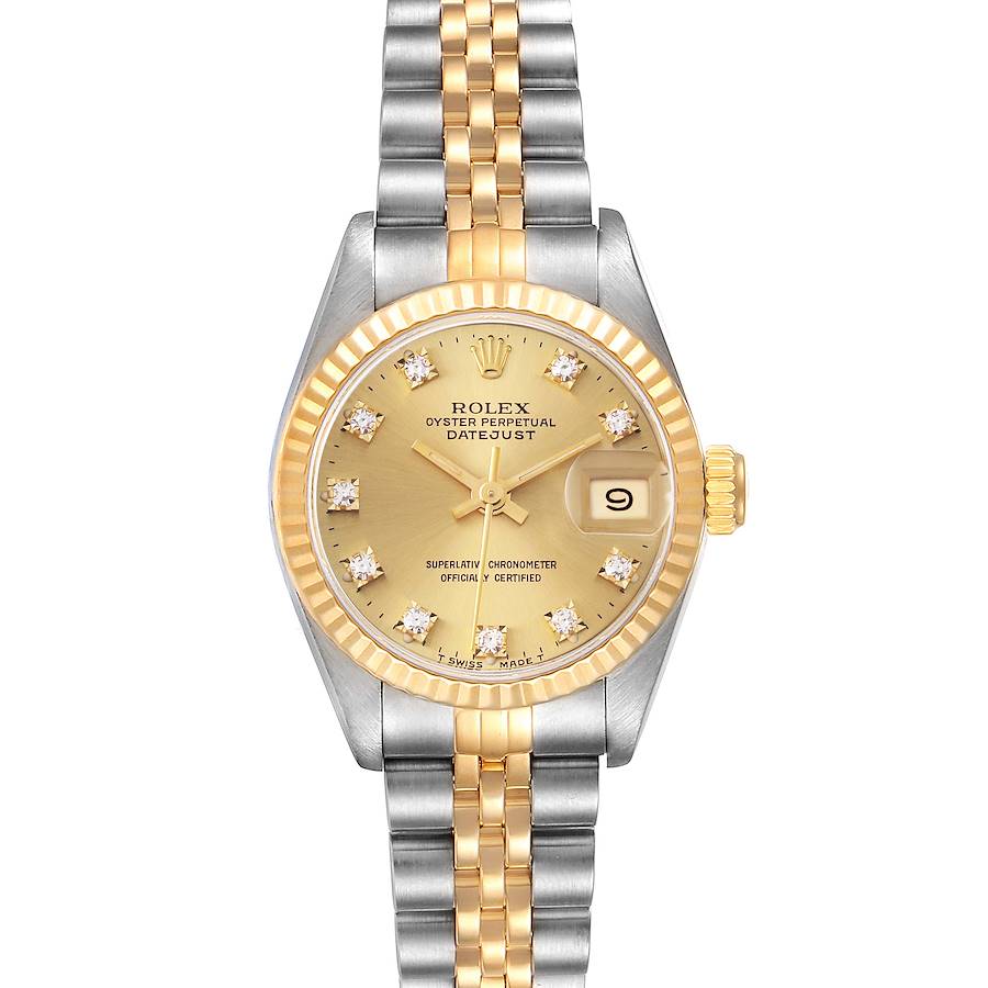 Rolex Datejust Steel Yellow Gold Diamond Dial Ladies Watch 69173 SwissWatchExpo