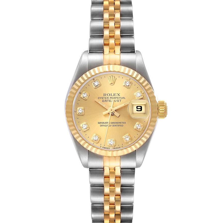 Rolex Datejust Steel Yellow Gold Diamond Dial Ladies Watch 69173 SwissWatchExpo