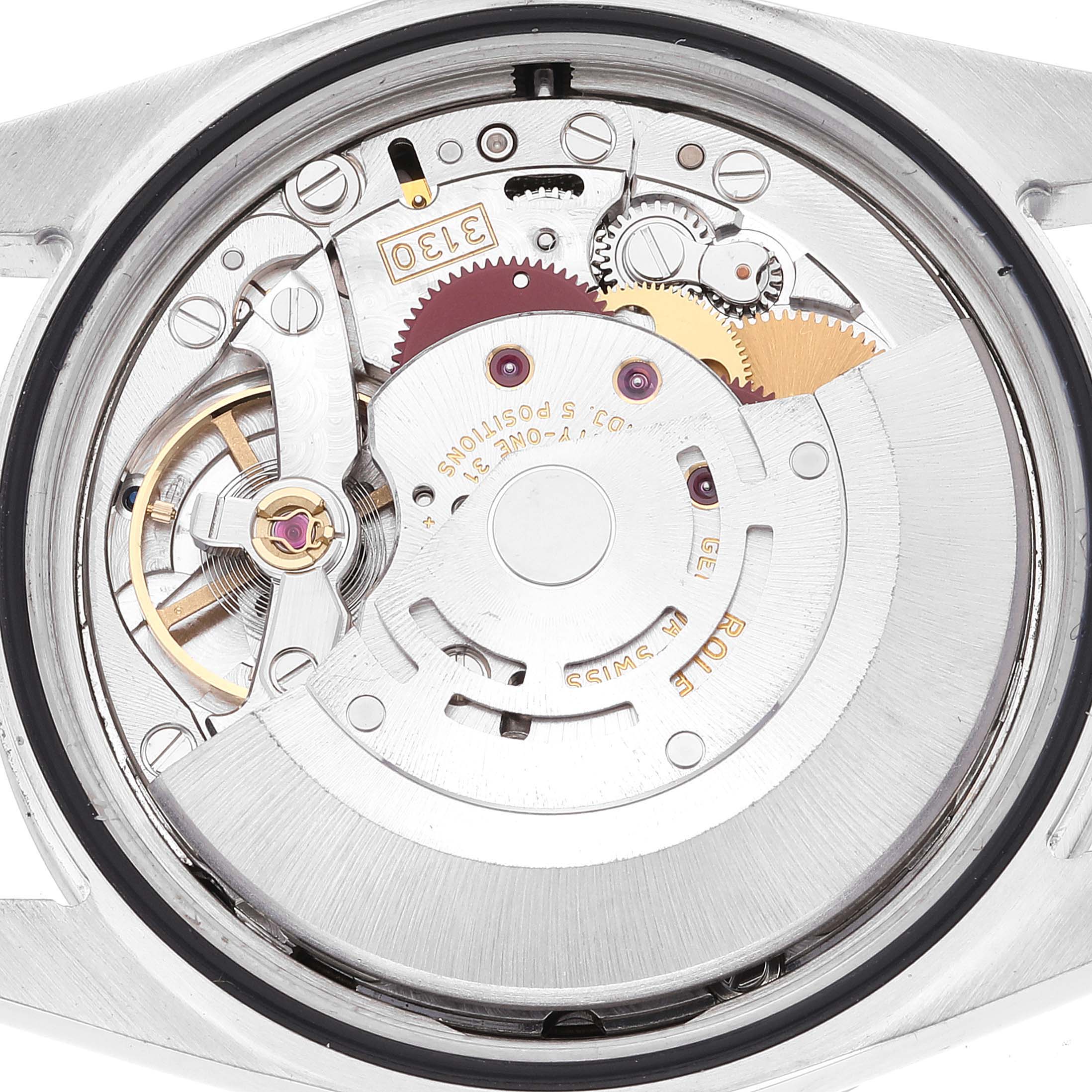 This image shows the internal movement mechanism of a Rolex Explorer 114270 Men
s Stainless Steel Black Dial 114270 Men
s Stainless Steel Black Dial model watch.