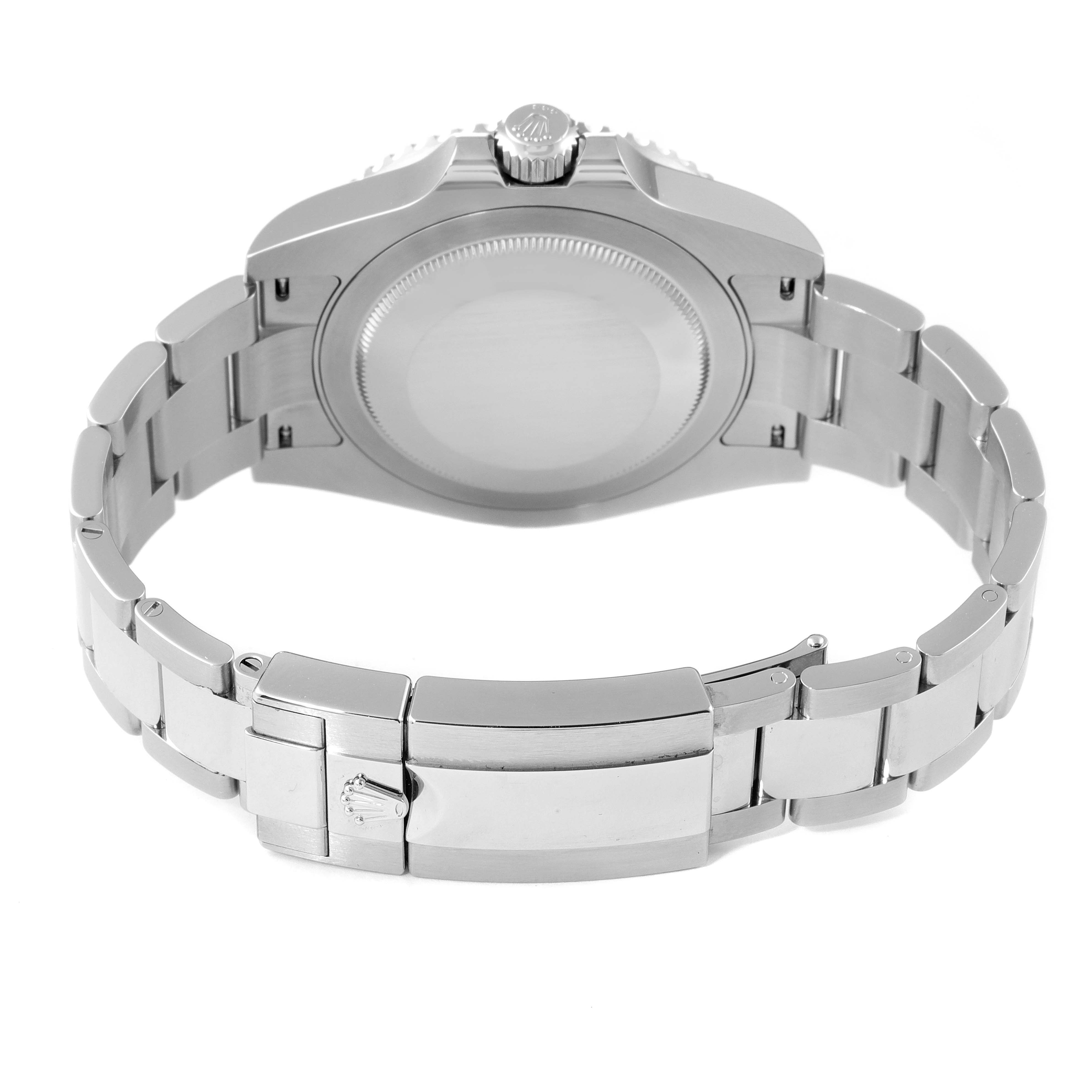 The image shows the back and bracelet of the Rolex GMT-Master 126710 Men
s Stainless Steel Black Dial 126710 Men
s Stainless Steel Black Dial watch, including the clasp and case back.