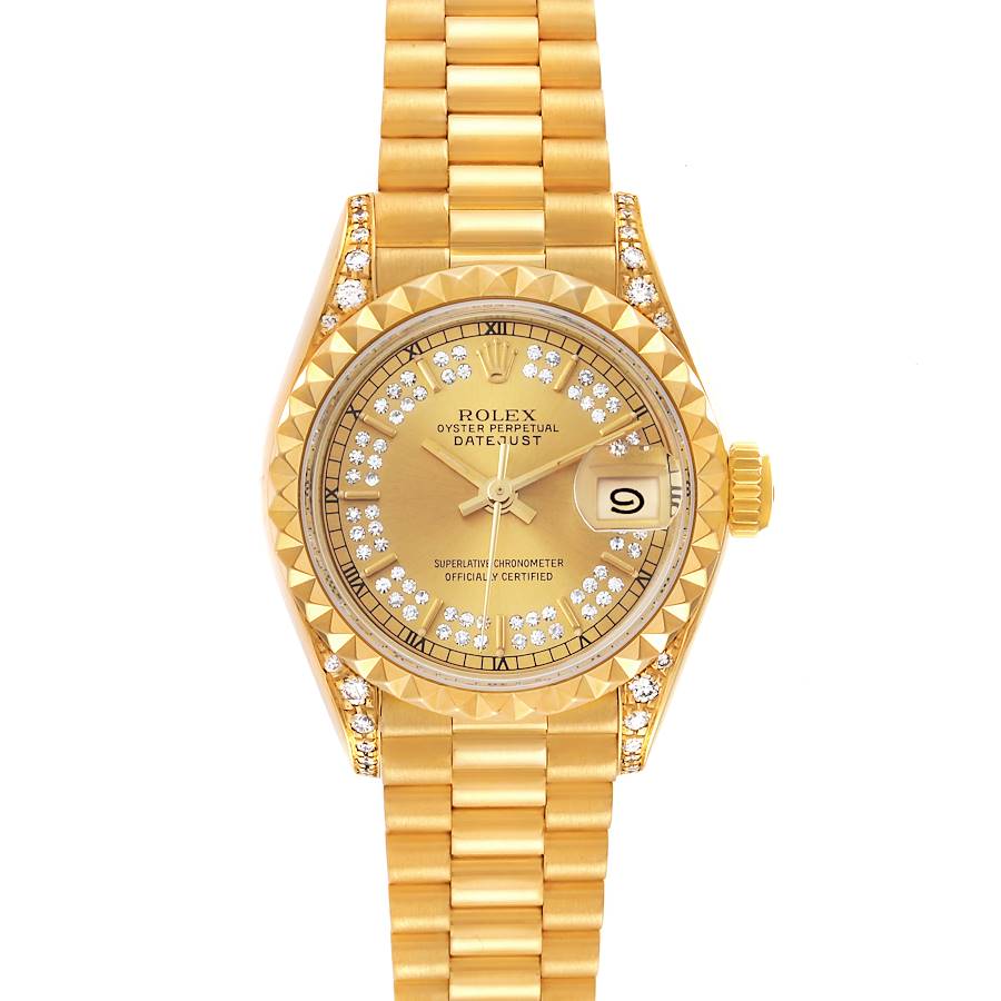 Rolex President Datejust 18K Yellow Gold Diamond Watch 69188 Box Papers SwissWatchExpo