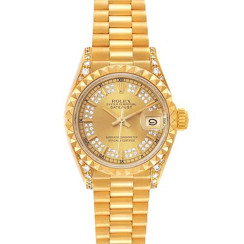 Photo of Rolex President Datejust 18K Yellow Gold Diamond Watch 69188 Box Papers