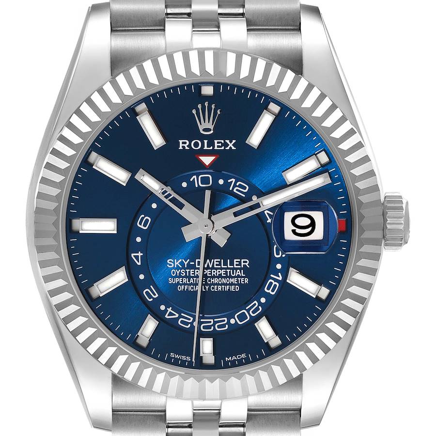 Rolex Sky-Dweller Blue Dial Jubilee Bracelet Steel Mens Watch 326934 Unworn SwissWatchExpo