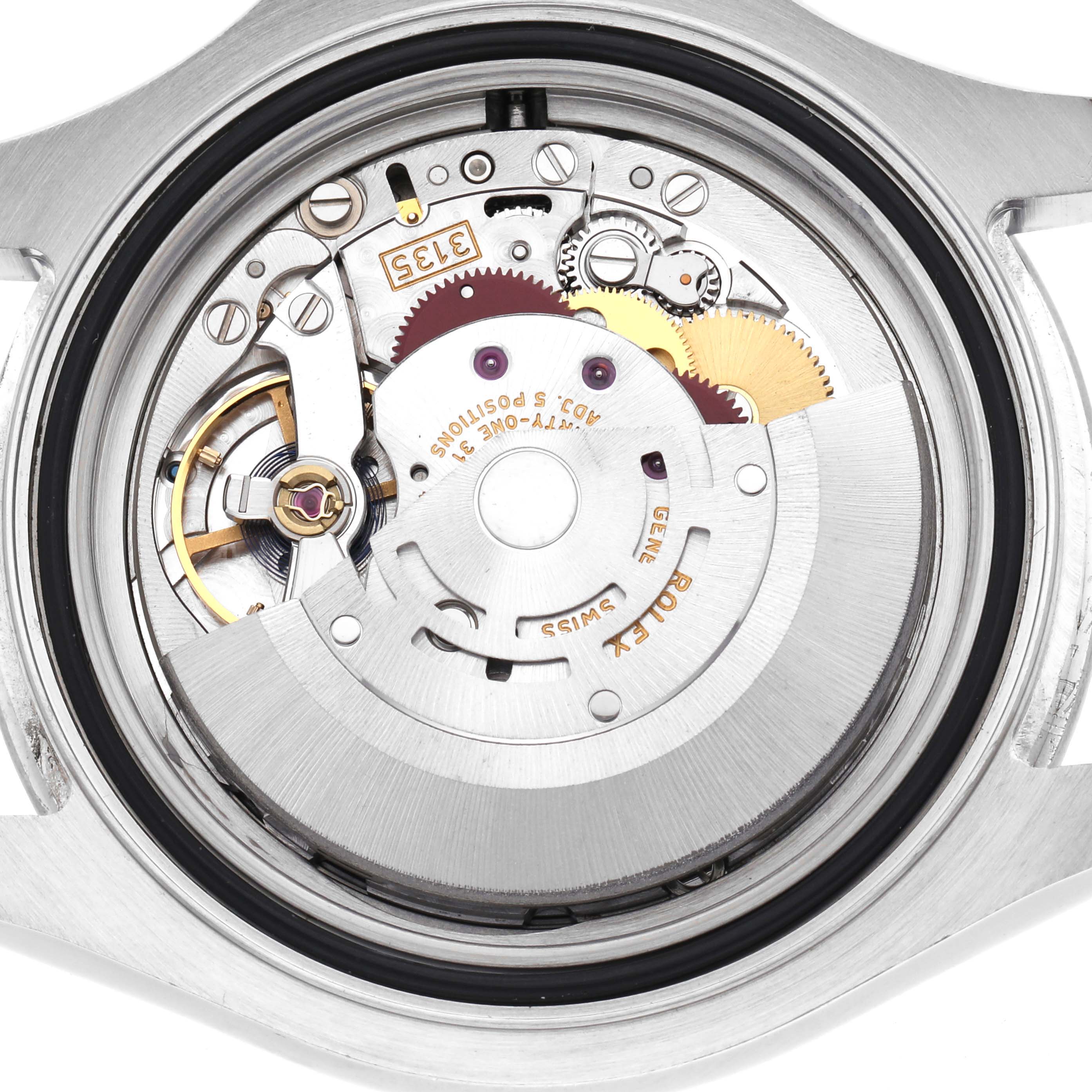 This image shows a detailed view of the movement inside a Rolex Yacht-Master 16622 Men
s Stainless Steel Silver Dial 16622 Men
s Stainless Steel Silver Dial watch.