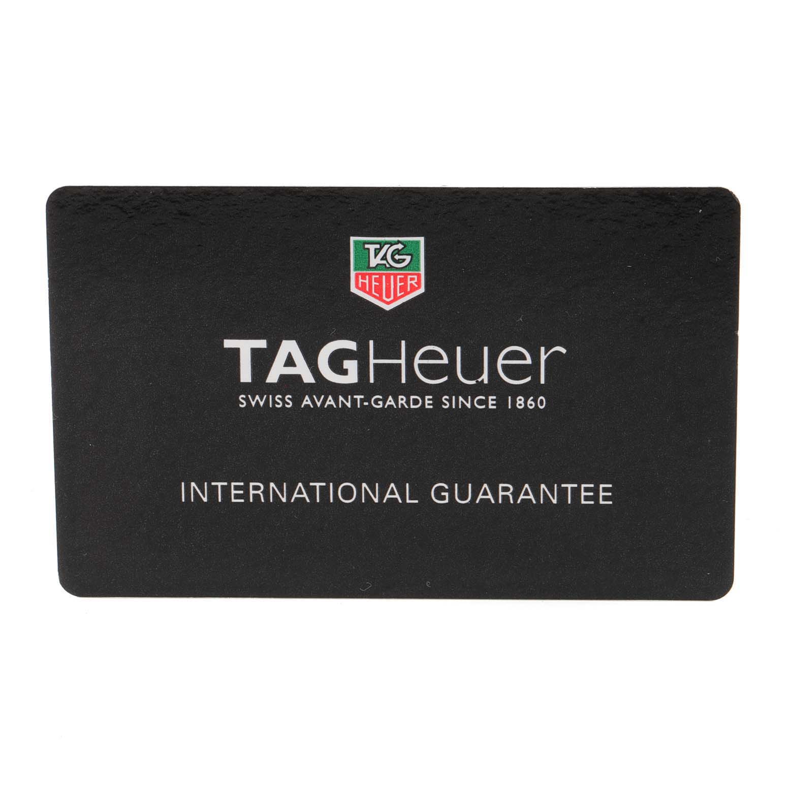 The image shows the TAG Heuer international guarantee card for the Carrera model watch.