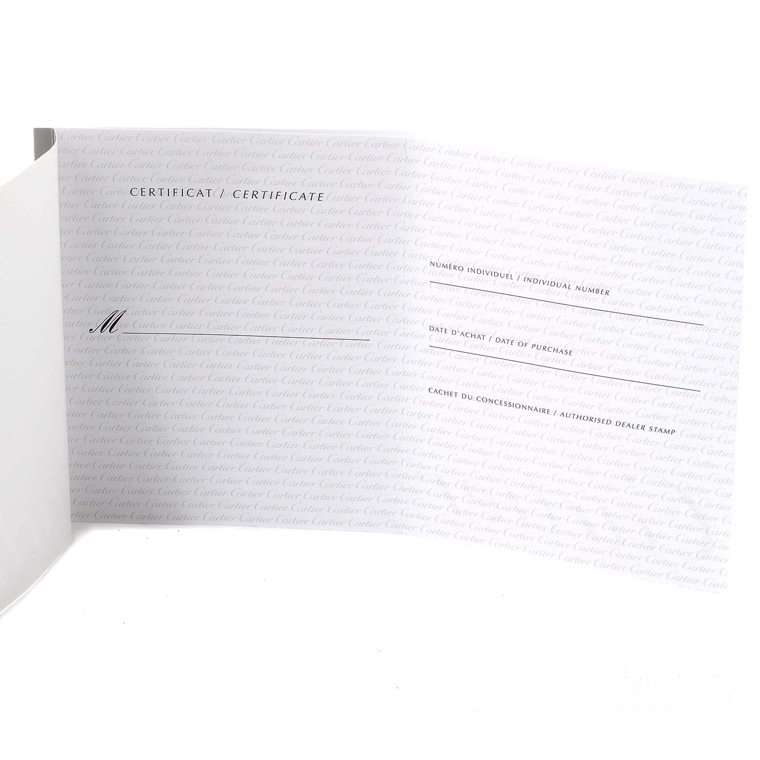 The image shows the certification card for the Ballon Bleu model by Cartier.