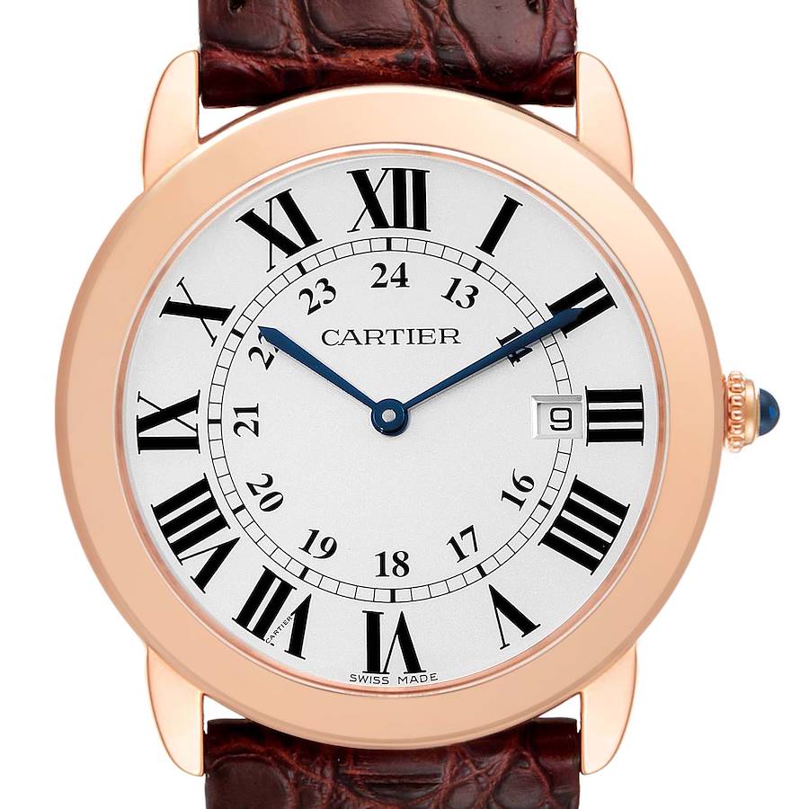 Cartier Ronde Solo Large Rose Gold Steel Mens Watch W6701008 SwissWatchExpo