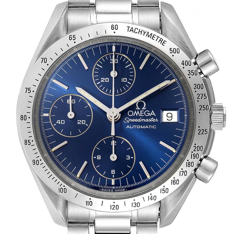 Omega Speedmaster Date Blue Dial Chronograph Mens Watch 3511.80.00 SwissWatchExpo
