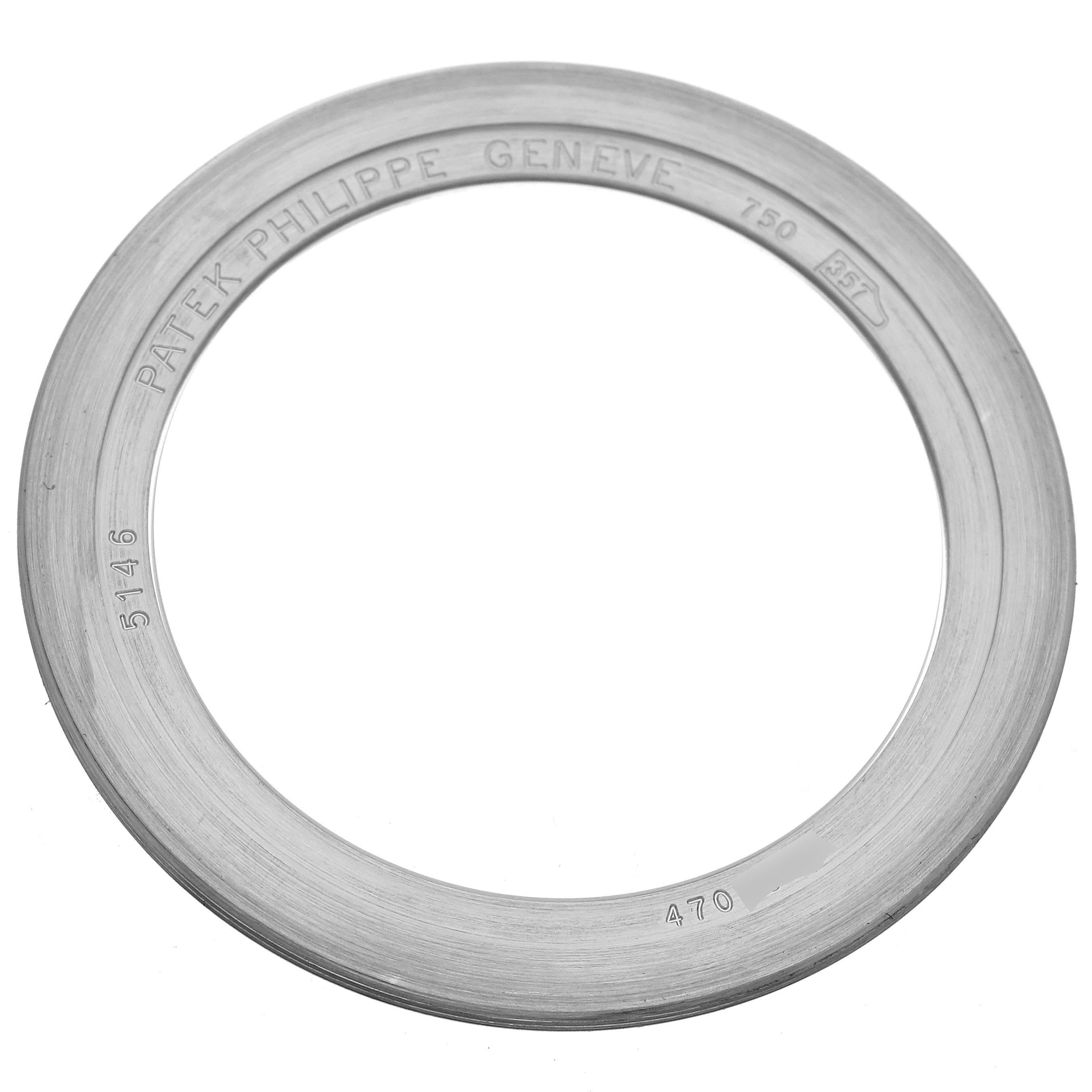 The image shows a top-down view of the Patek Philippe Complications 5146G Men's White Gold White Dial 5146G Men's White Gold White Dial watch bezel or ring accessory.