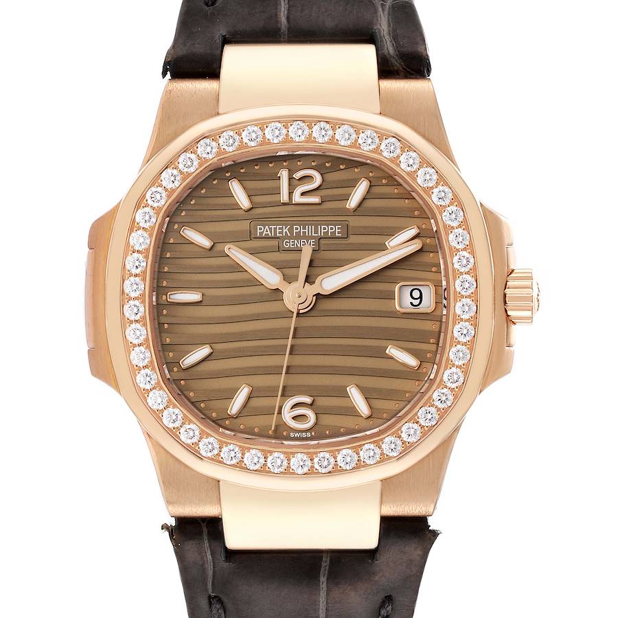 Patek Philippe Nautilus Rose Gold Diamond Bezel Ladies Watch 7010R SwissWatchExpo