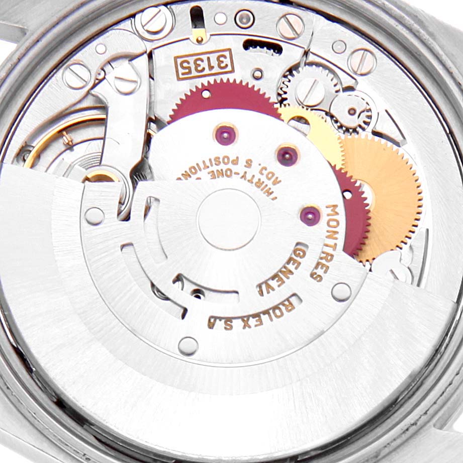 This image shows a close-up of the movement mechanism of a Rolex Date 15200 Men's Stainless Steel Blue Dial 15200 Men's Stainless Steel Blue Dial model watch.