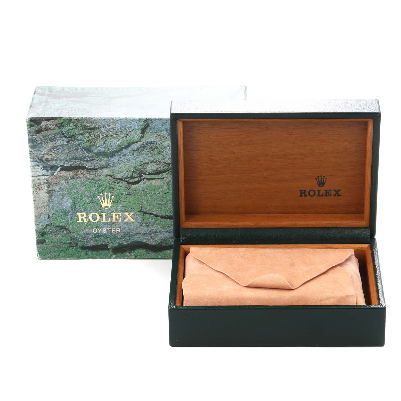 The image shows a Rolex Datejust 16233 Men
s Steel and Gold (two tone) White Dial 16233 Men
s Steel and Gold (two tone) White Dial watch box and outer packaging, with the interior partially visible.