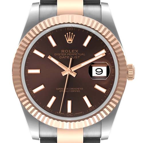 Photo of Rolex Datejust 41 Steel Everose Gold Chocolate Dial Watch 126331 Box Card