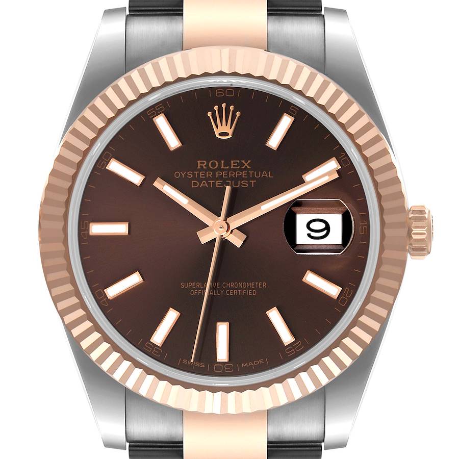 Rolex Datejust 41 Steel Everose Gold Chocolate Dial Watch 126331 Box Card SwissWatchExpo