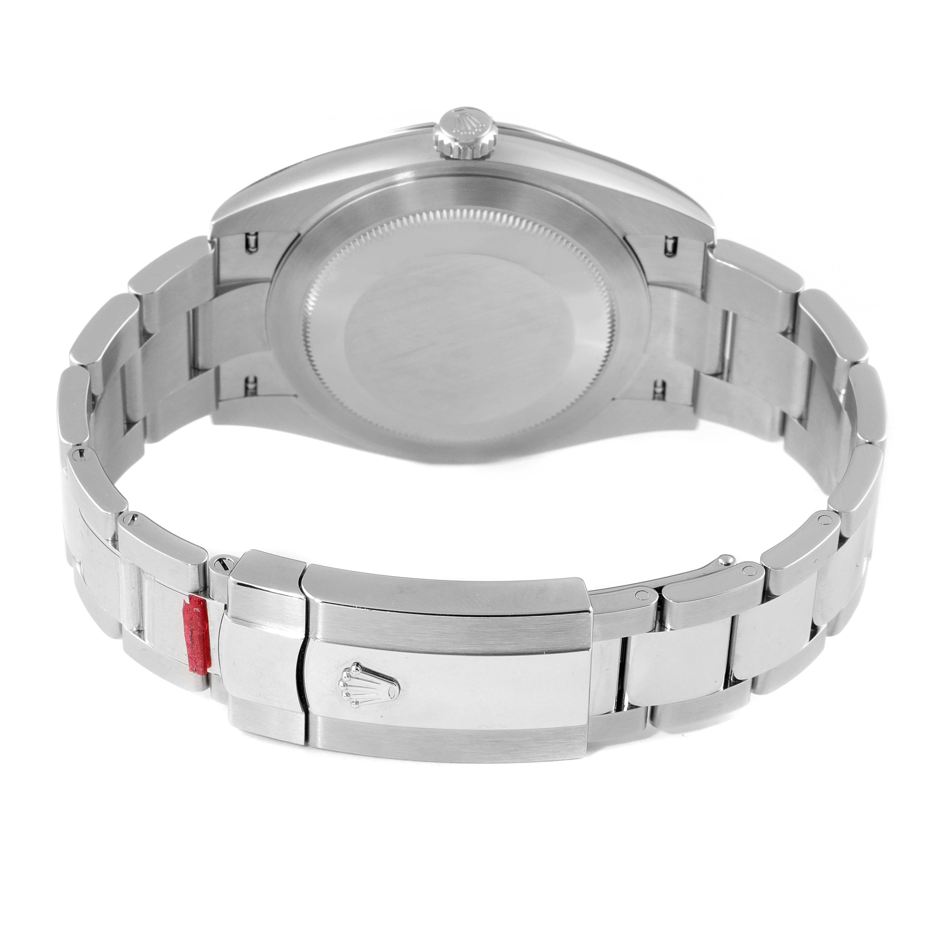 This image shows the back case and the clasp of the bracelet for a Rolex Datejust 41 126334 Men
s Stainless Steel Black Dial 126334 Men
s Stainless Steel Black Dial watch.