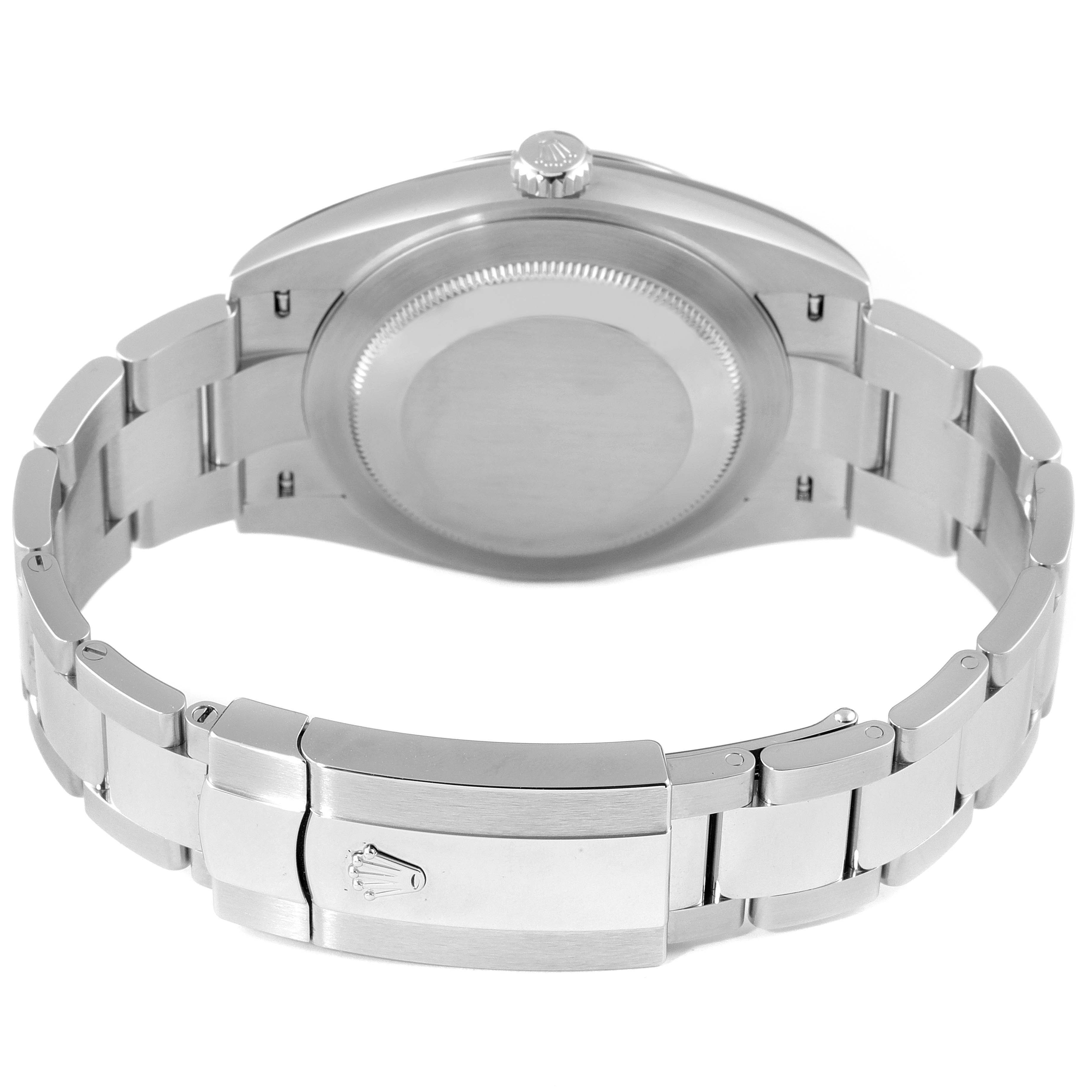 This image shows the back view of the Rolex Datejust 41 126334 Men
s Stainless Steel Mother of Pearl Dial 126334 Men
s Stainless Steel Mother of Pearl Dial watch, highlighting the case back and bracelet clasp.