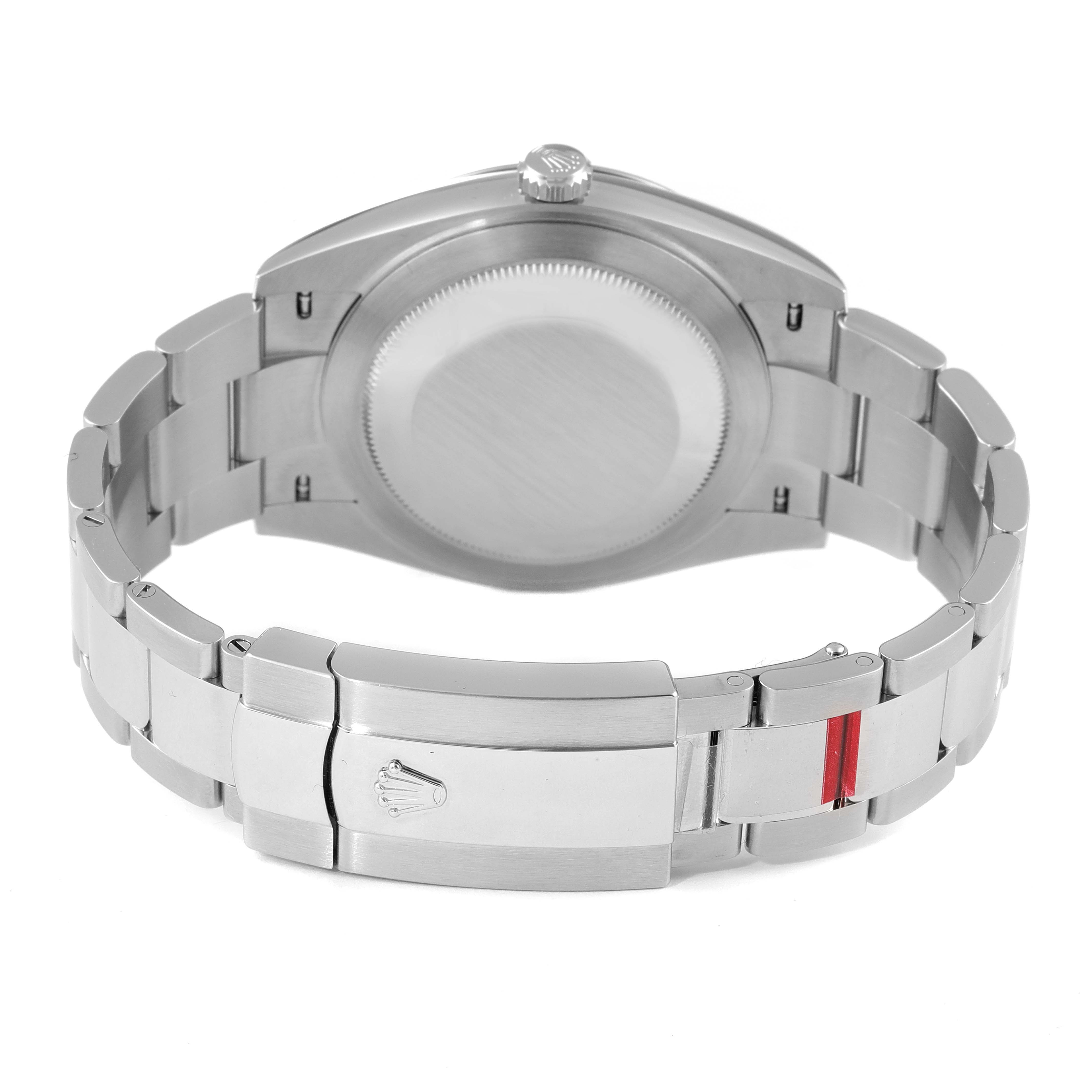 The image shows the back view of the Rolex Datejust 41 126334 Men
s Stainless Steel White Dial 126334 Men
s Stainless Steel White Dial watch, highlighting the bracelet and clasp.