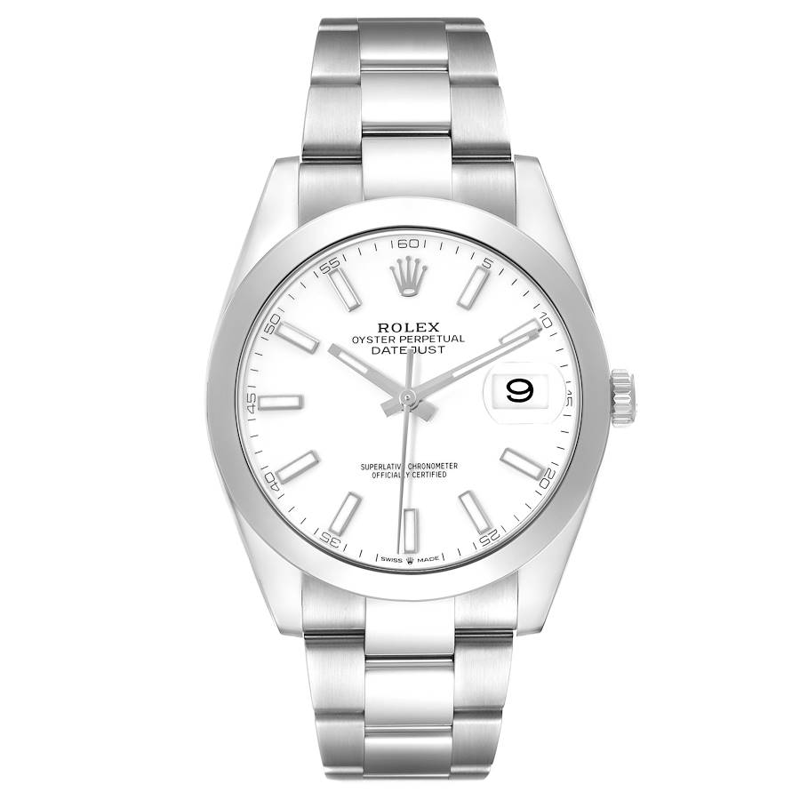 Rolex Datejust 41 White Dial Steel Oyster Bracelet Watch 126300 Box Card SwissWatchExpo