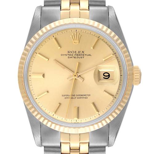 Photo of Rolex Datejust Champagne Dial Steel Yellow Gold Vintage Mens Watch 1601