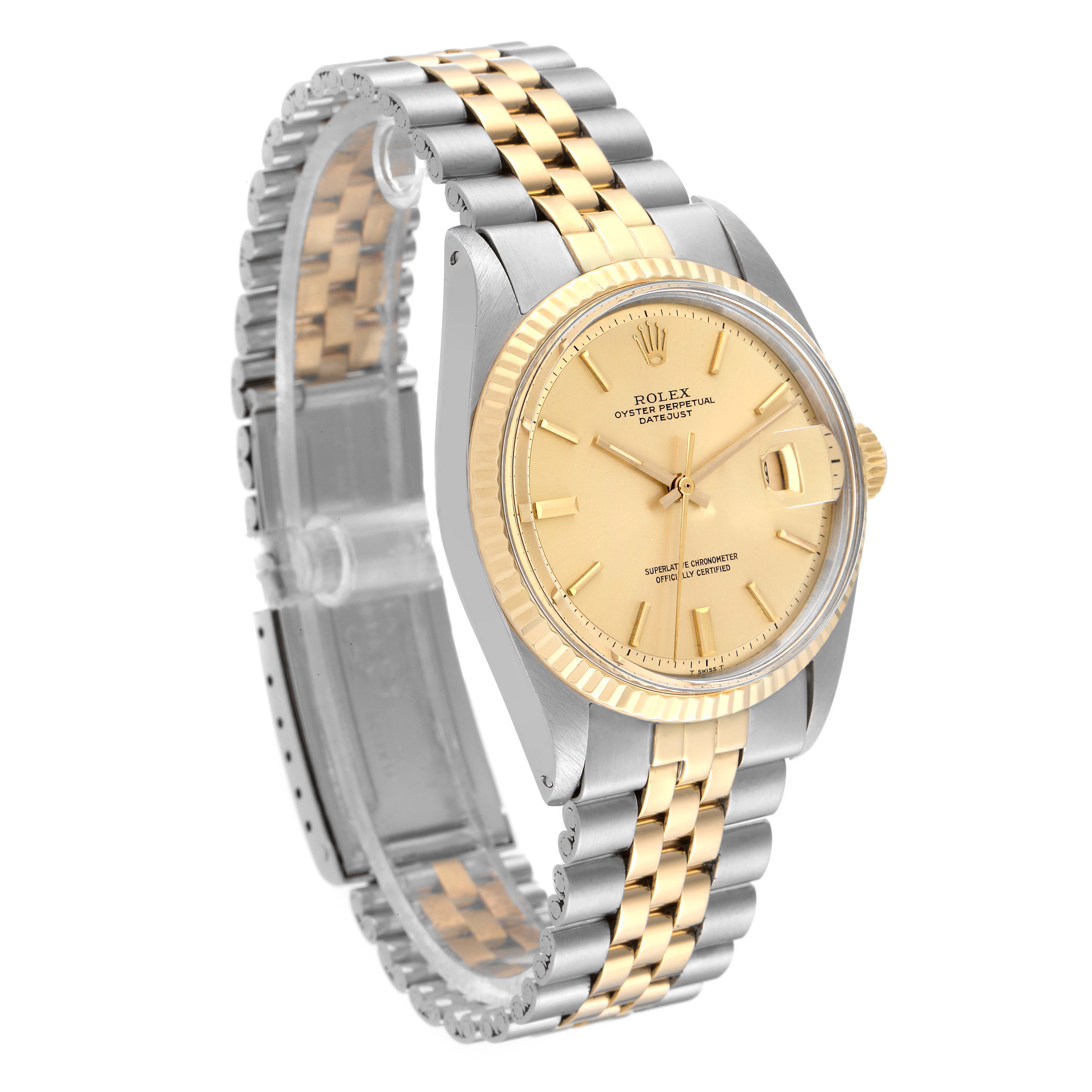 The Vintage Collection model by Rolex is shown at an angle featuring the face, bezel, crown, and two-tone bracelet.