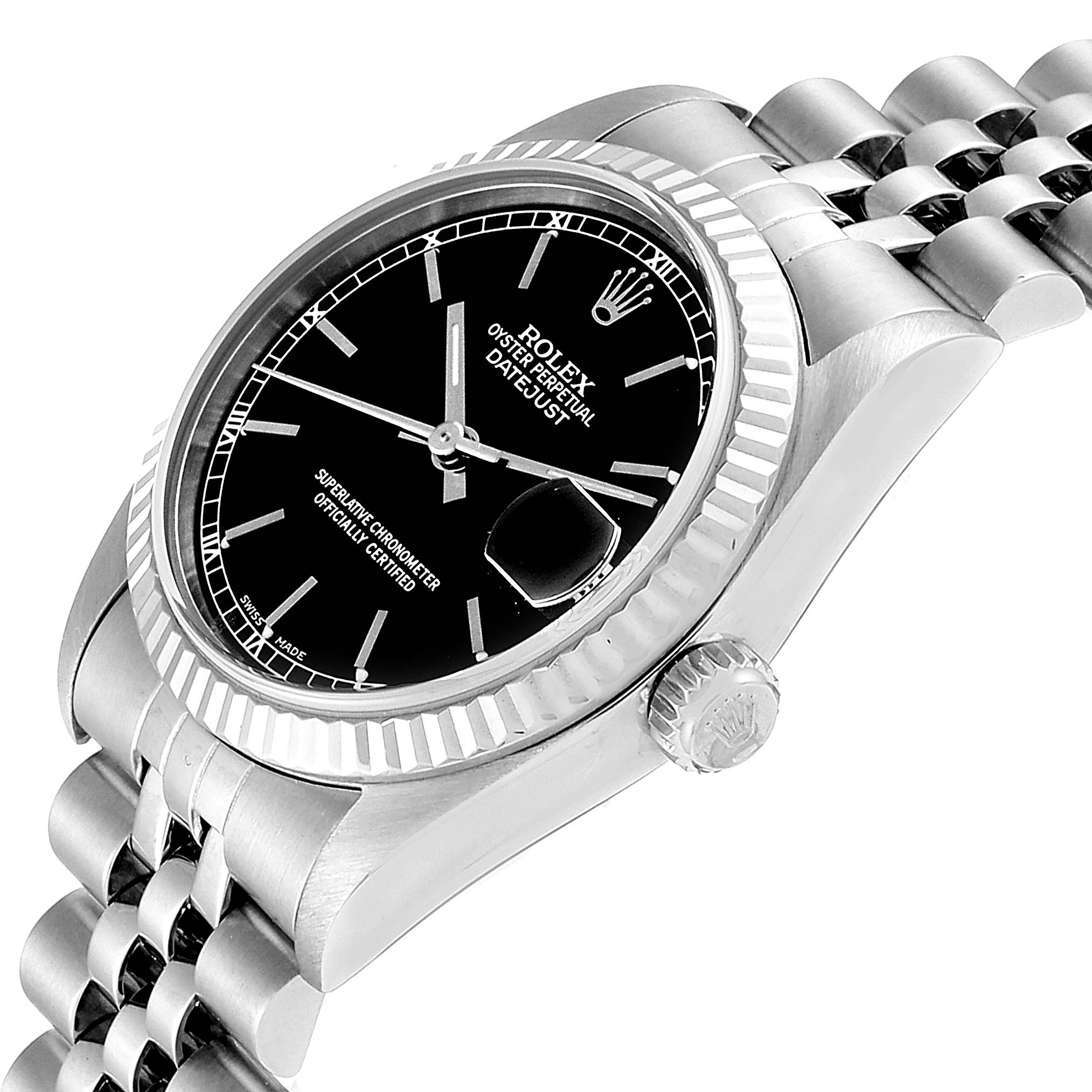Rolex Datejust Midsize Steel White Gold Black Dial Ladies Watch 78274 ...