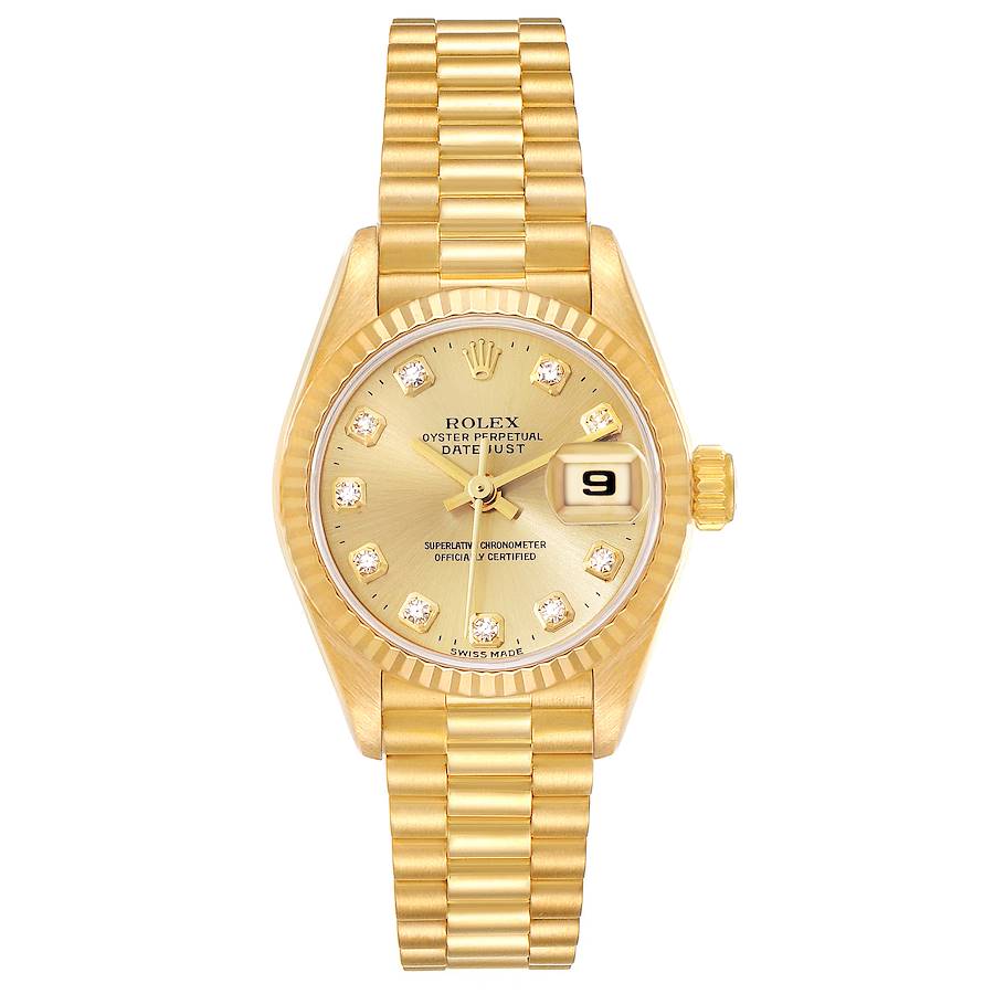 Rolex Datejust President Yellow Gold Diamond Ladies Watch 69178 SwissWatchExpo