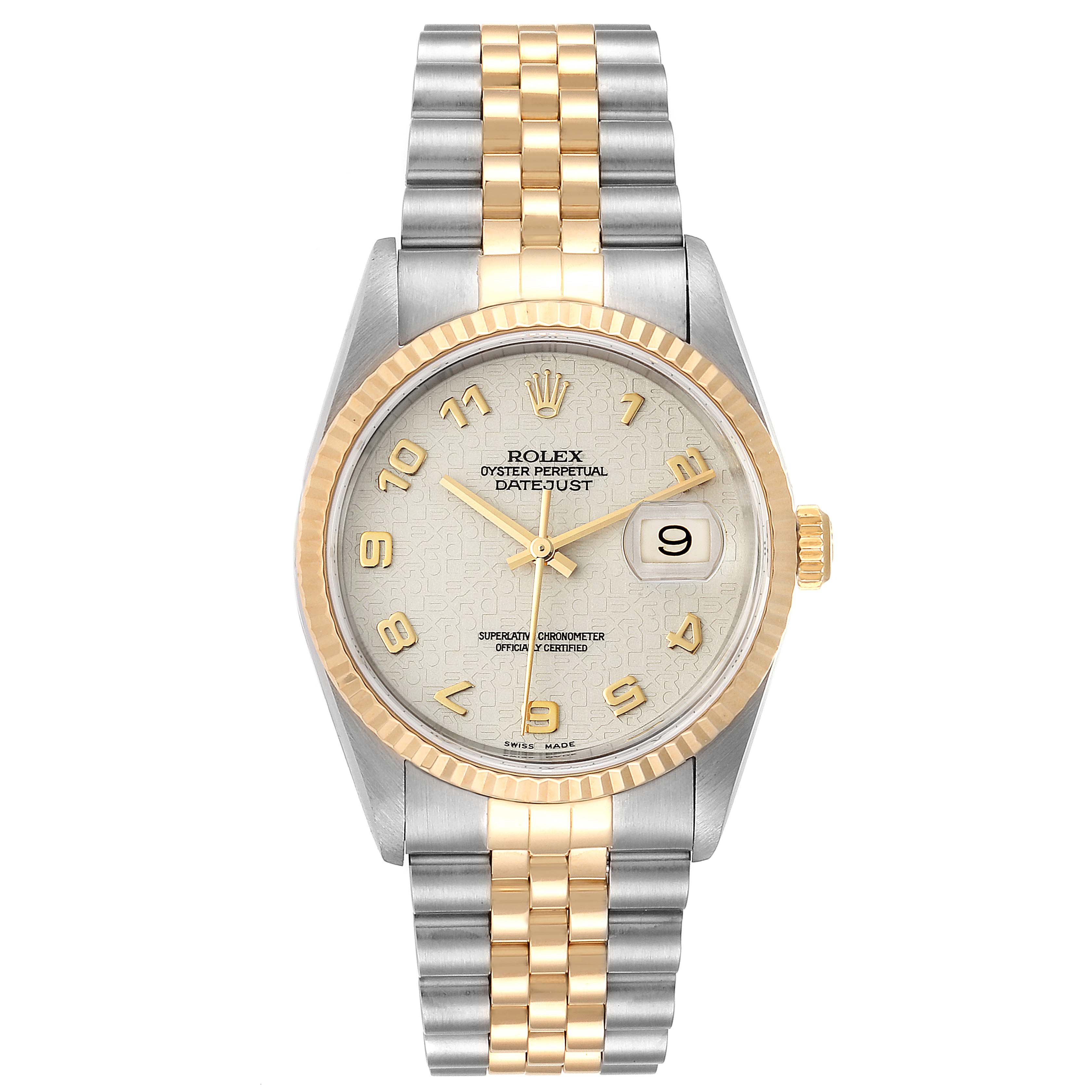 Rolex Datejust Steel 18K Yellow Gold Mens Watch 16233 Box Papers ...