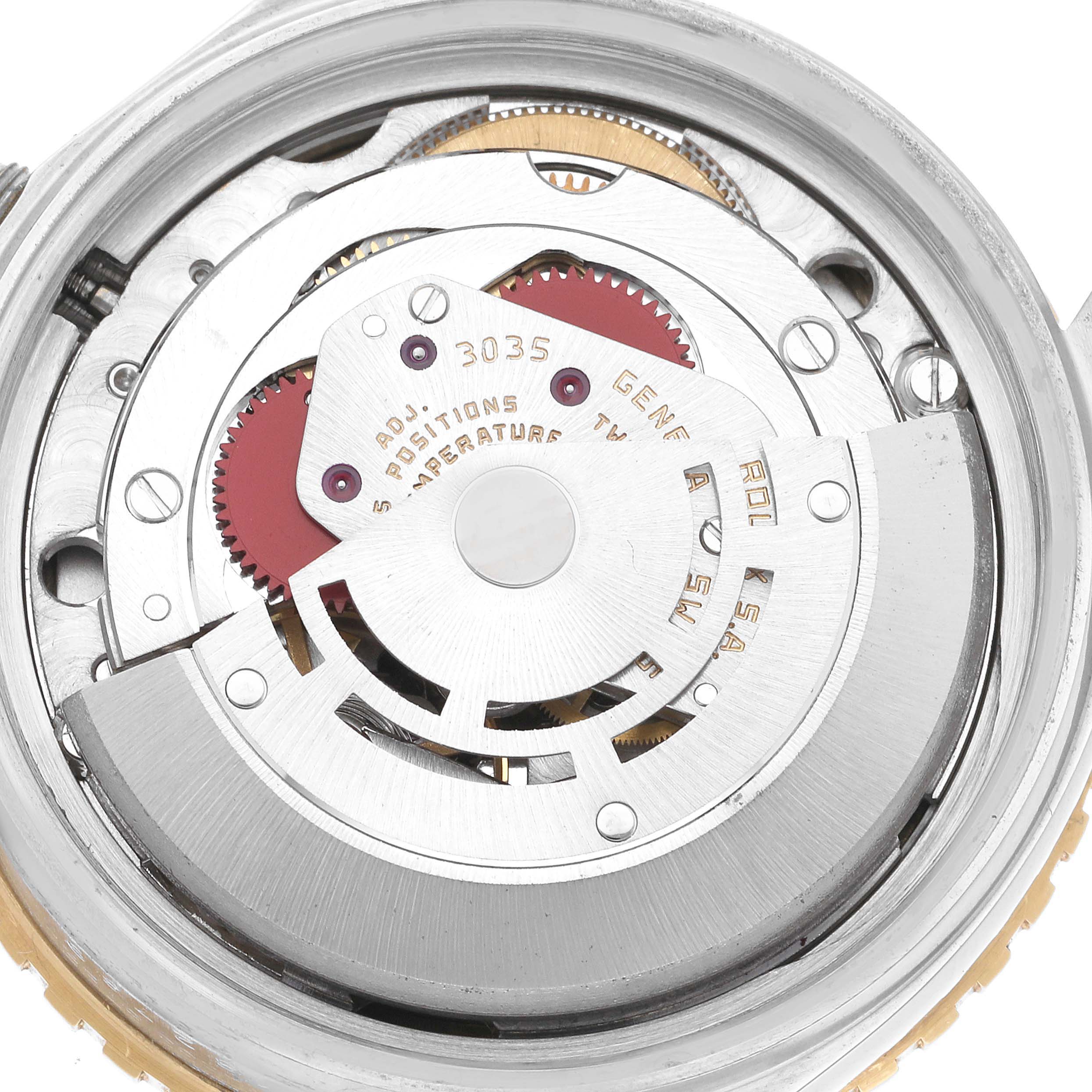 The image shows the internal mechanism of the Rolex Vintage Collection 16253 Men's Steel and Gold (two tone) Black Dial 16253 Men's Steel and Gold (two tone) Black Dial watch from a top-down angle.