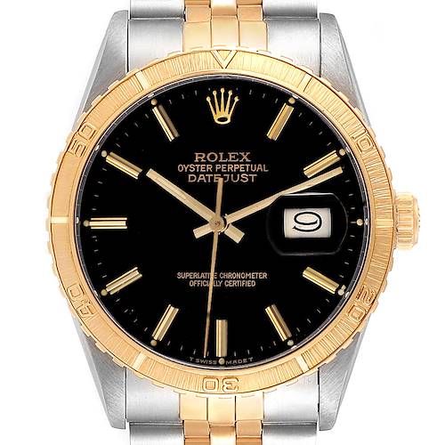 Photo of Rolex Datejust Turnograph Steel Yellow Gold Black Dial Vintage Mens Watch 16253